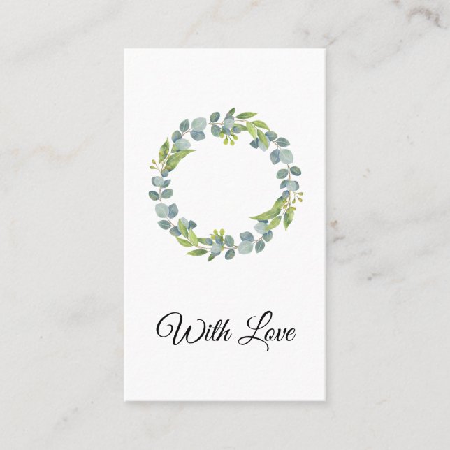Simple Eucalyptus Wreath Wedding Card - Blank (Front)