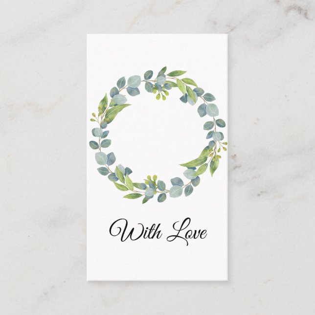 Simple Eucalyptus Wreath Wedding Card - Blank (Front)