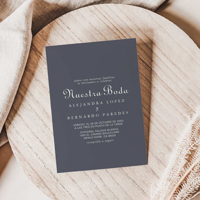Simple Evening Boho Nuestra Boda Wedding Invitation (Creator Uploaded)