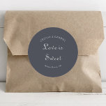 Simple Evening Boho Wedding Love is Sweet  Classic Round Sticker<br><div class="desc">This simple evening boho wedding love is sweet classic round sticker is perfect for a rustic wedding. The design features an elegant calligraphy font in a blue background to embellish your event.</div>