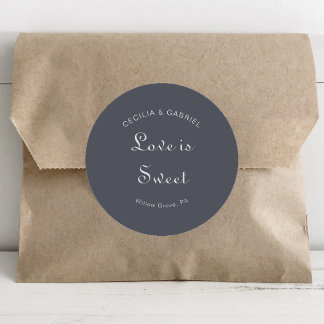 Simple Evening Boho Wedding Love is Sweet Classic Round Sticker