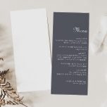 Simple Evening Boho Wedding Menu Card<br><div class="desc">This simple evening boho wedding menu card is perfect for a rustic wedding. The design features an elegant calligraphy font in a blue background to embellish your event.</div>