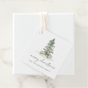 Simple Evergreen Pine Tree Christmas Party Favour Tags