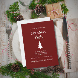 Simple Evergreen Red Minimalist Christmas Party  Invitation