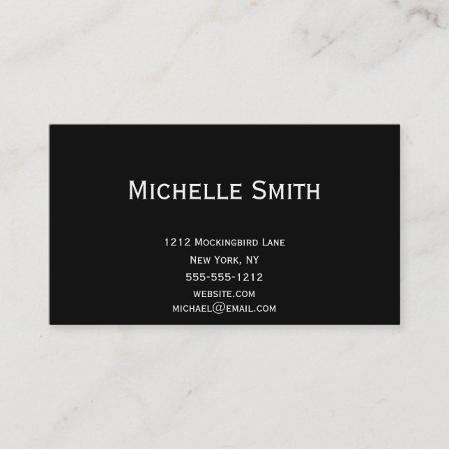Simple Executive Black Plain Business Cards (Front)