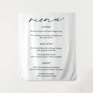Simple Fabric Wedding Menu Banner Tapestry
