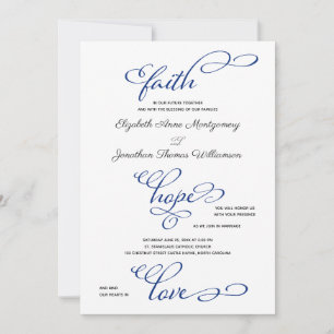 Simple Faith Hope Love Script Wedding Invitation