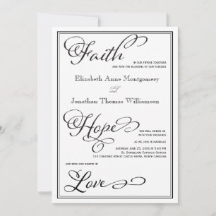 Simple Faith Hope Love Script Wedding Invitation
