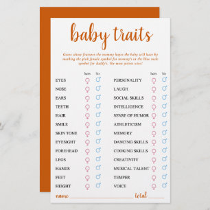 Simple Fall Baby Trait   Orange Keepsake Card