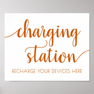 Simple Fall Charging Station Burnt Orange Event Poster