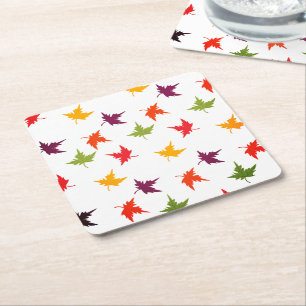 Simple Fall Colourful Leaves Autumn Leaf Square Paper Coaster