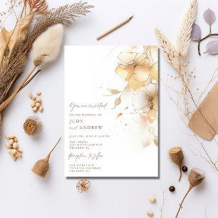 Simple Fall Floral Wedding Invitation