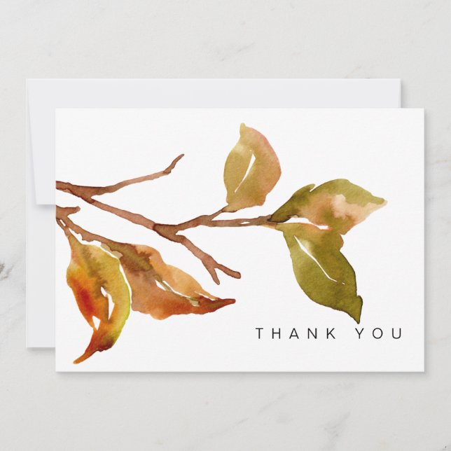 Simple Fall Foliage Funeral Thank You Card (Front)