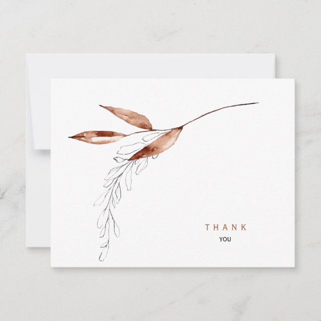 Simple Fall Foliage Funeral Thank You Name Date Card (Front)