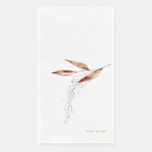 Simple Fall Foliage Wedding Couple Names  Napkin