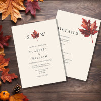Simple Fall Leaf Cream Monogram All In One Wedding
