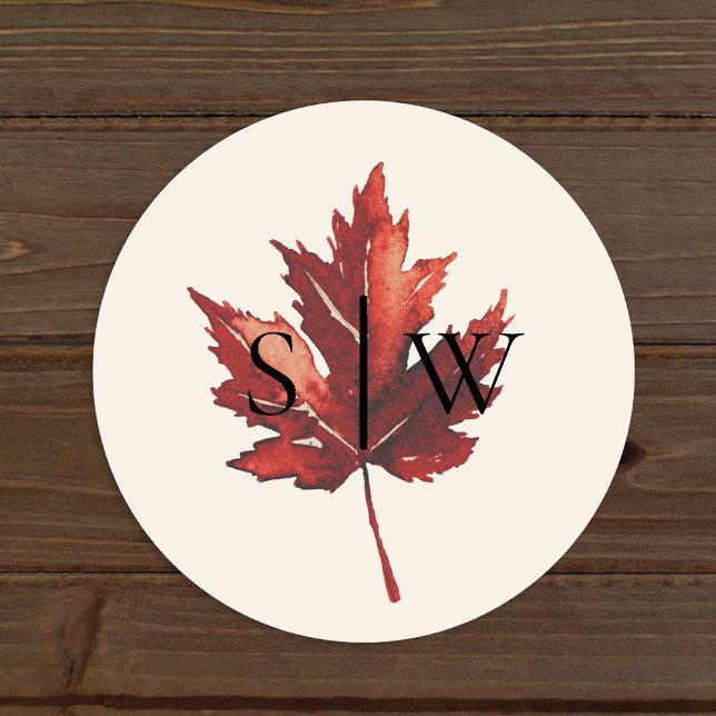 Simple Fall Leaf Cream Wedding Envelope Seal (Creator Uploaded)