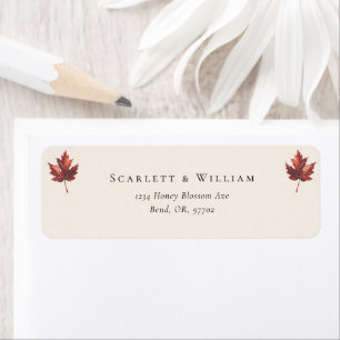 Simple Fall Leaf Cream Wedding Return Address Label