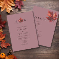 Simple Fall Leaf Mauve Monogram All In One Wedding