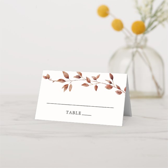 Simple Fall Leaves Botanical Wedding  Place Card (Front)