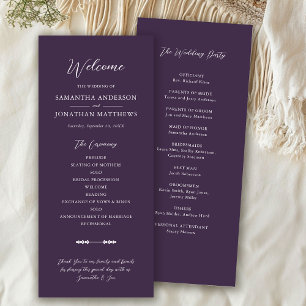 Simple Fall Purple Elegant Script Wedding Ceremony Program