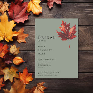 Simple Fall Sage Green Wedding Bridal Shower Invitation
