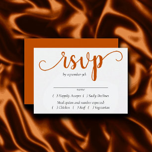 Simple Fall Script   Burnt Orange Entree Choice RSVP Card