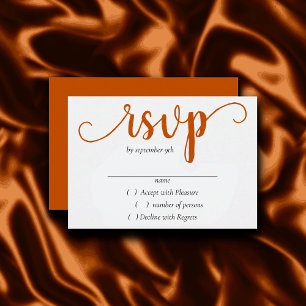 Simple Fall Script   Burnt Orange Pumpkin Flourish RSVP Card