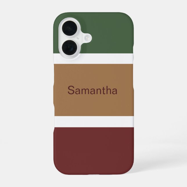 Simple Fall Striped Colour Blocks Personalised iPhone 16 Case (Back)