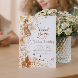 Simple fall Sweet Sixteen Birthday Party Invitation