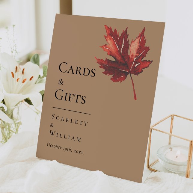 Simple Fall Terracotta Wedding Cards and Gifts Pedestal Sign (Creator Uploaded)