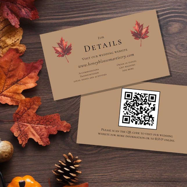 Simple Fall Terracotta Wedding QR Code Details Enclosure Card (Creator Uploaded)