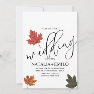 Simple Fall Wedding Leaf  Invitation