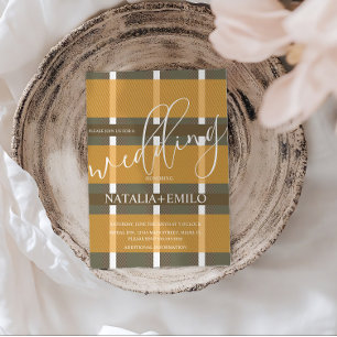 Simple Fall Wedding Plaid  Invitation