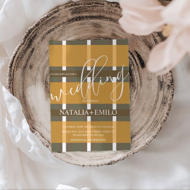 Simple Fall Wedding Plaid  Invitation (Creator Uploaded)