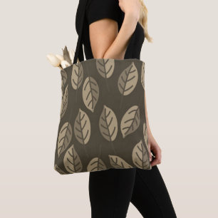 Simple Falling Leaves Minimalist Sepia Autumn Tote Bag
