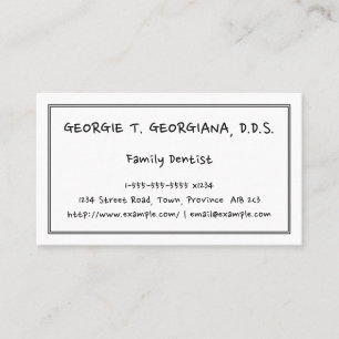 Simple Family Dentist Business Card