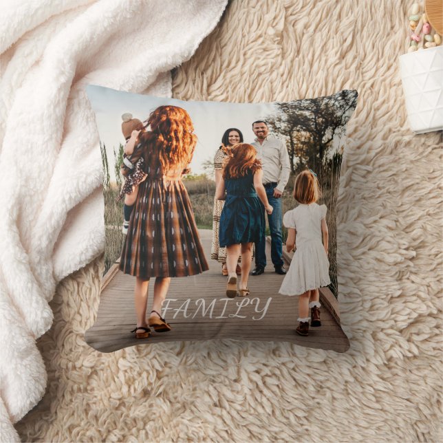 Simple Family Family Text Overlay with One Photo Cushion (Blanket)