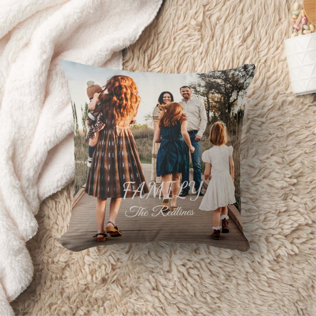 Simple Family Family Text Overlay with One Photo T Cushion (Blanket)
