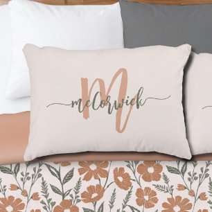 Simple Family Monogram Name Neutral Colour Decorative Cushion