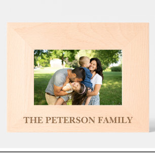 Simple Family Name Engraved Wood Frame