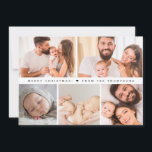 Simple Family Photo Grid Collage Merry Christmas  Thank You Card<br><div class="desc">Celebrate the season with this Simple Family Photo Grid Collage Merry Christmas Card Template—a heartfelt way to share your love and joy with friends and family. This modern holiday greeting card features a clean, minimalist design with a six-photo grid layout, perfect for showcasing your favourite family moments from the year....</div>