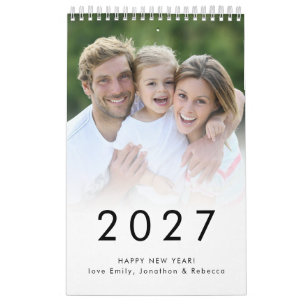 Simple Family Photo per Month Name 2027 Calendar