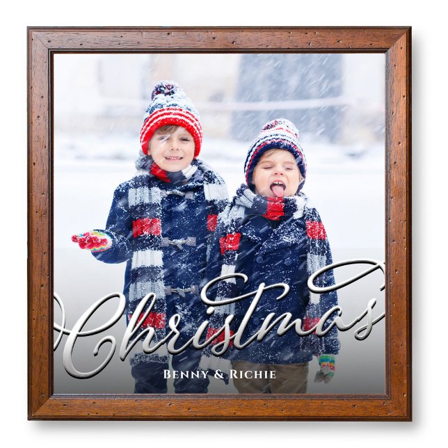 Simple Family Photo Template Christmas (Christmas script photo poster template, available in various sizes. )