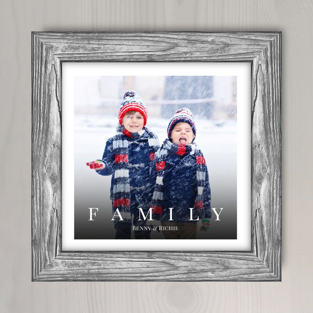 Simple Family Photo Typography Minimalist Vignette (Simple family customized photo print. Editable template)