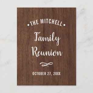 Simple Family Reunion   Rustic Wood Look Invitation Postcard