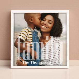 Simple Family Typography Minimalist Overlay Custom Photo Print