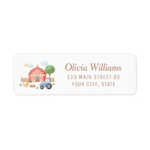 Simple Farm Birthday Party Return Address Label