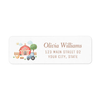 Simple Farm Birthday Party Return Address Label