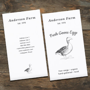 Simple Farm Fresh Goose Eggs Vertical Business Card